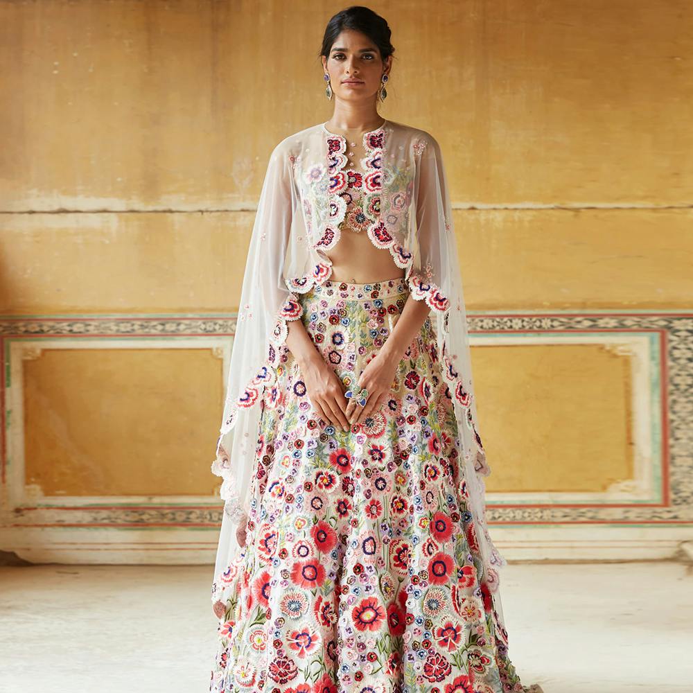 Ivory Hand Embroidered Lehenga Set