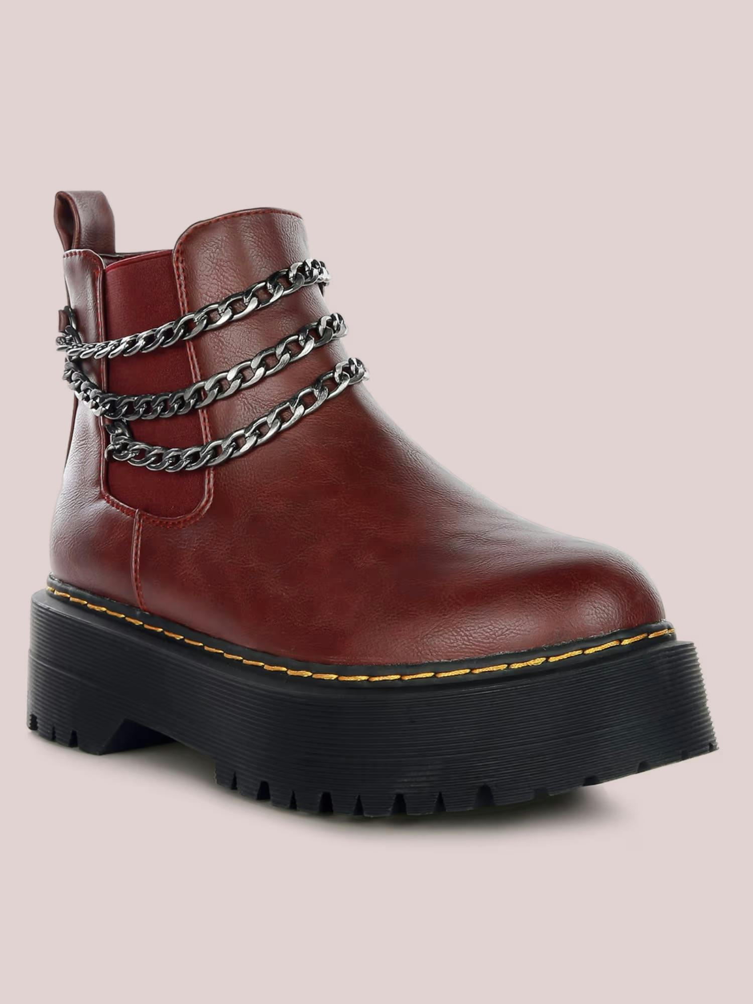 London Rag Solid Burgundy Chelsea Boots (EURO 36)