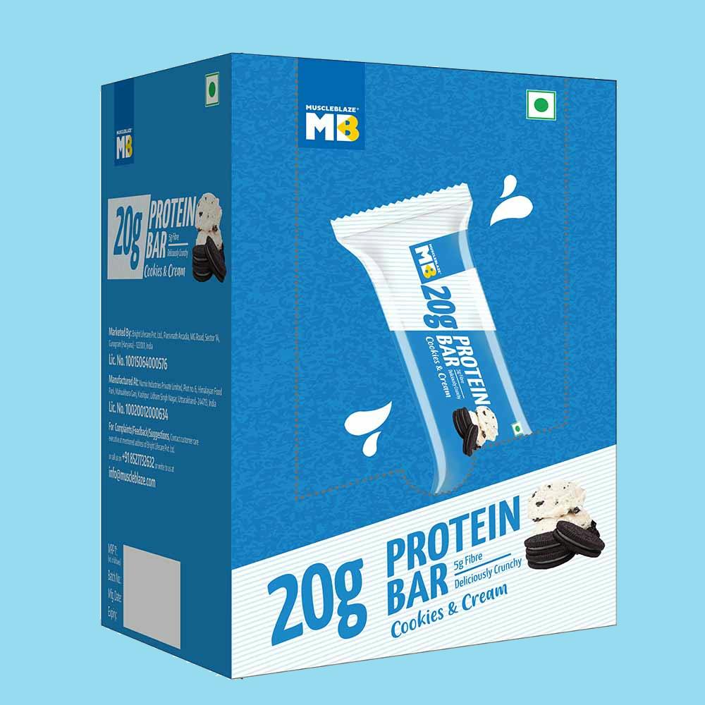 MuscleBlaze Protein Bar (20 gm Protein), 6 bar(s), Cookies & Cream