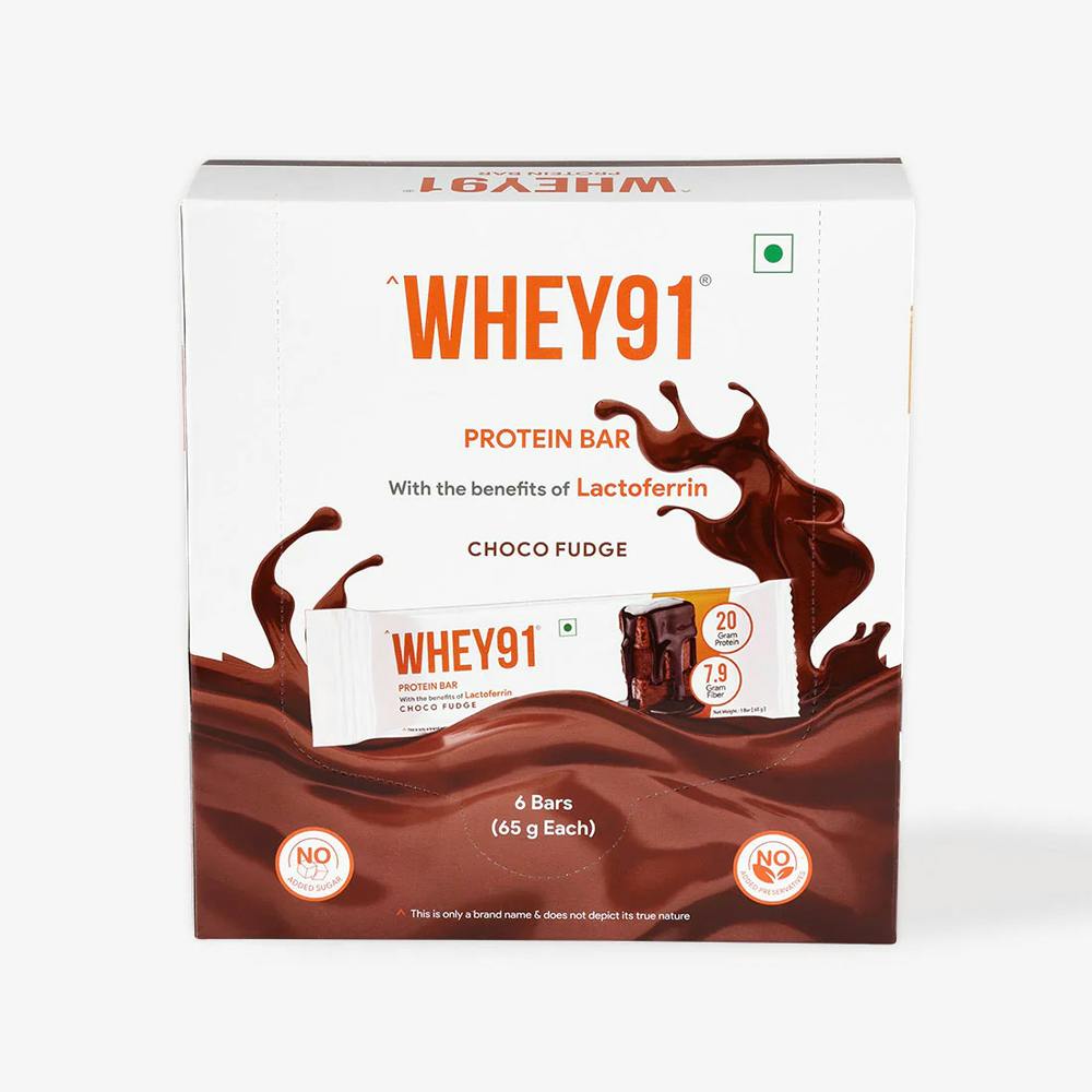 Whey91 Choco Fudge Protein Bar, 20g Protein & 7.9g Fibre Per Bar