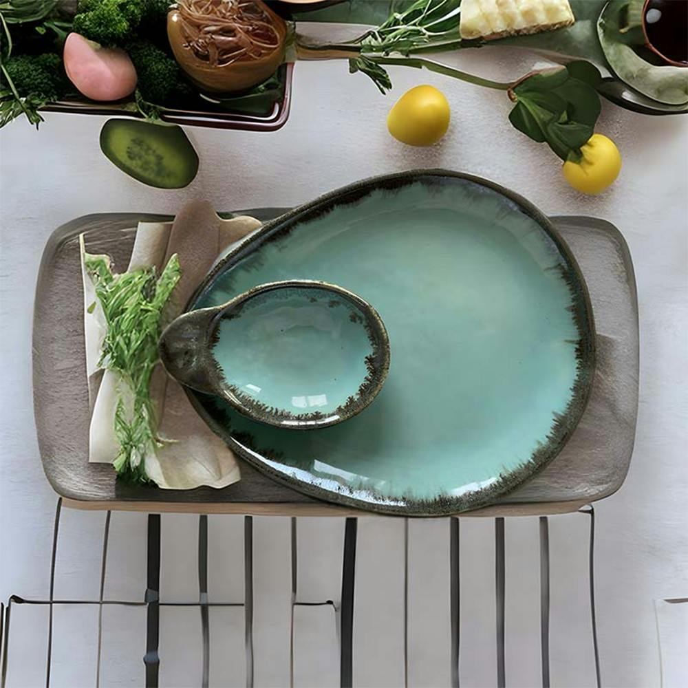 Sea Green Ceramic Dip Platter