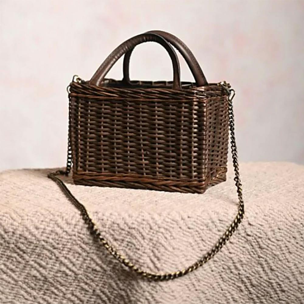 Handmade Wicker City Bag - Black