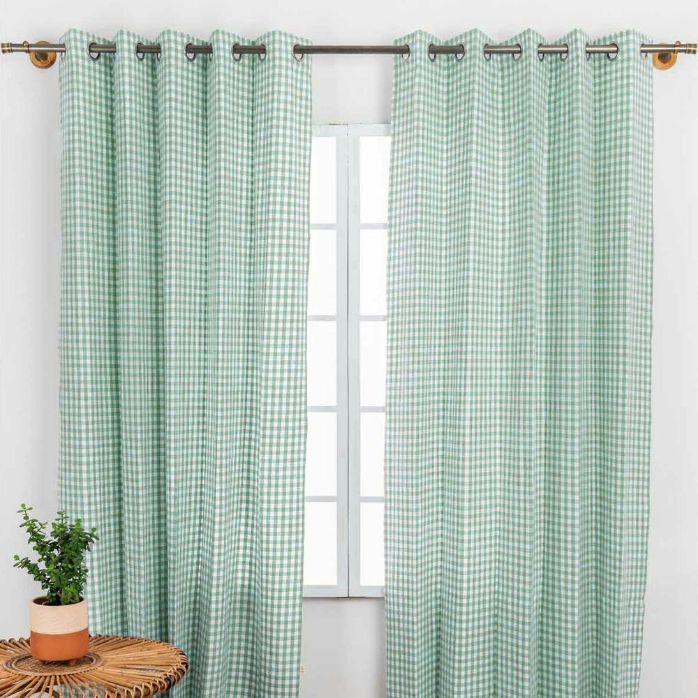 Gingham Woven Curtains