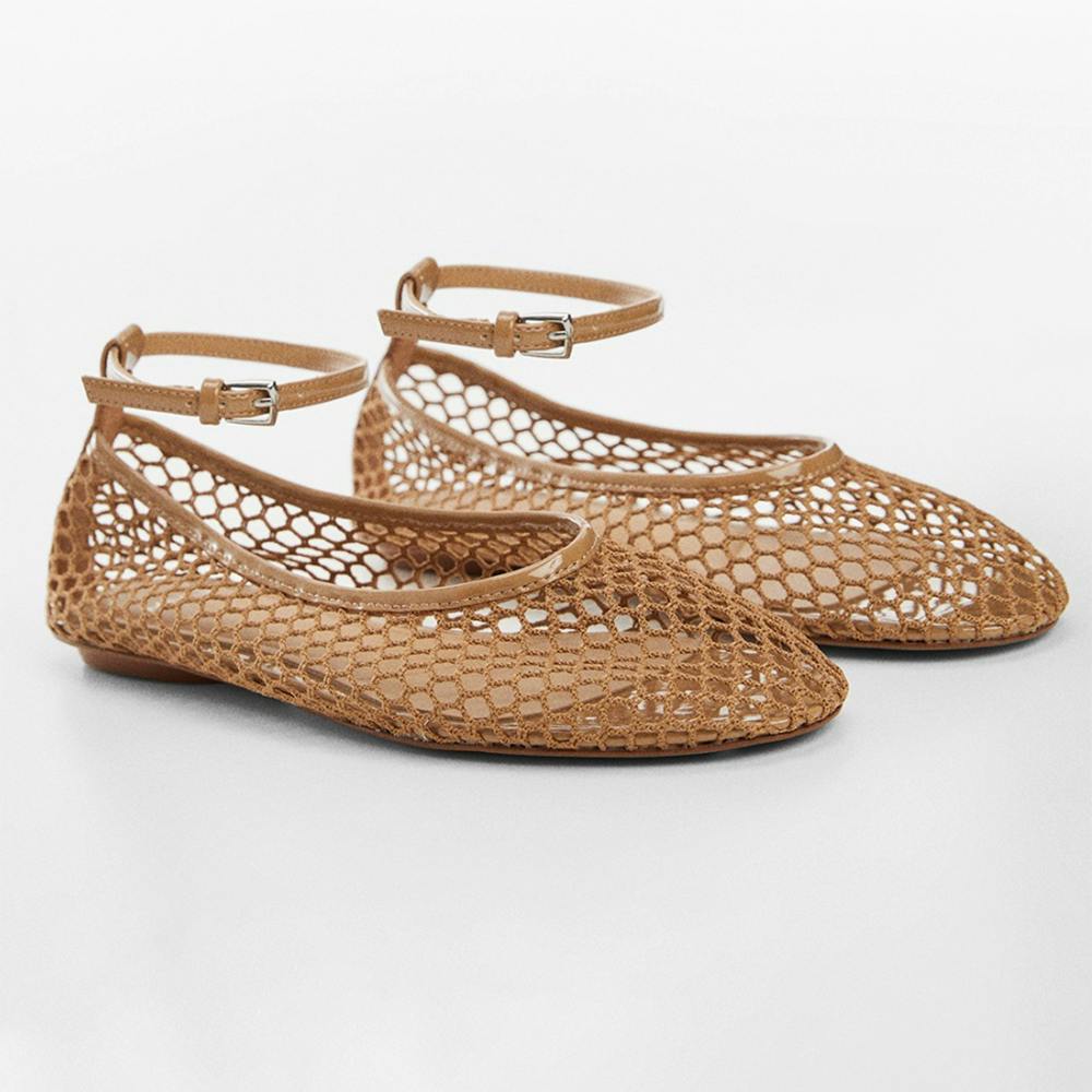 MANGO Women Mesh Ballerinas Flats