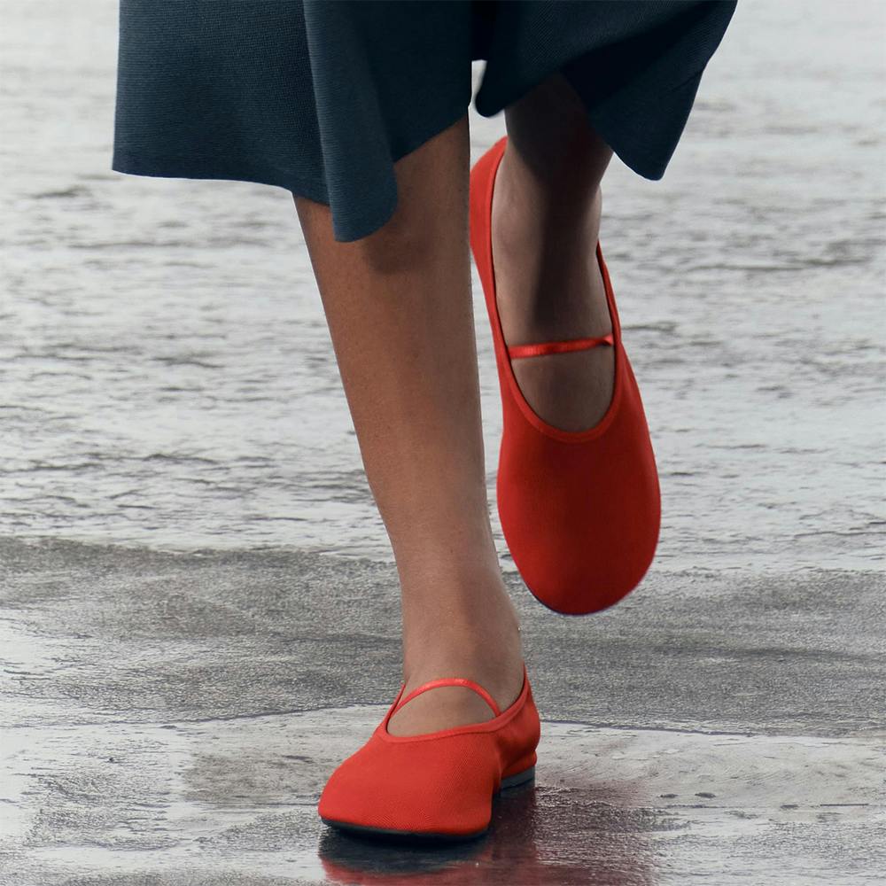 Zara Red Mesh Ballet Flats