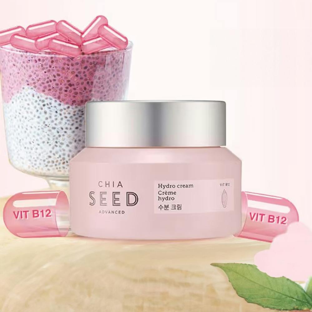 The Face Shop Chia Seed Hydro Cream With Vitamin B12, 24HR Intense Hydration Face Moisturizer