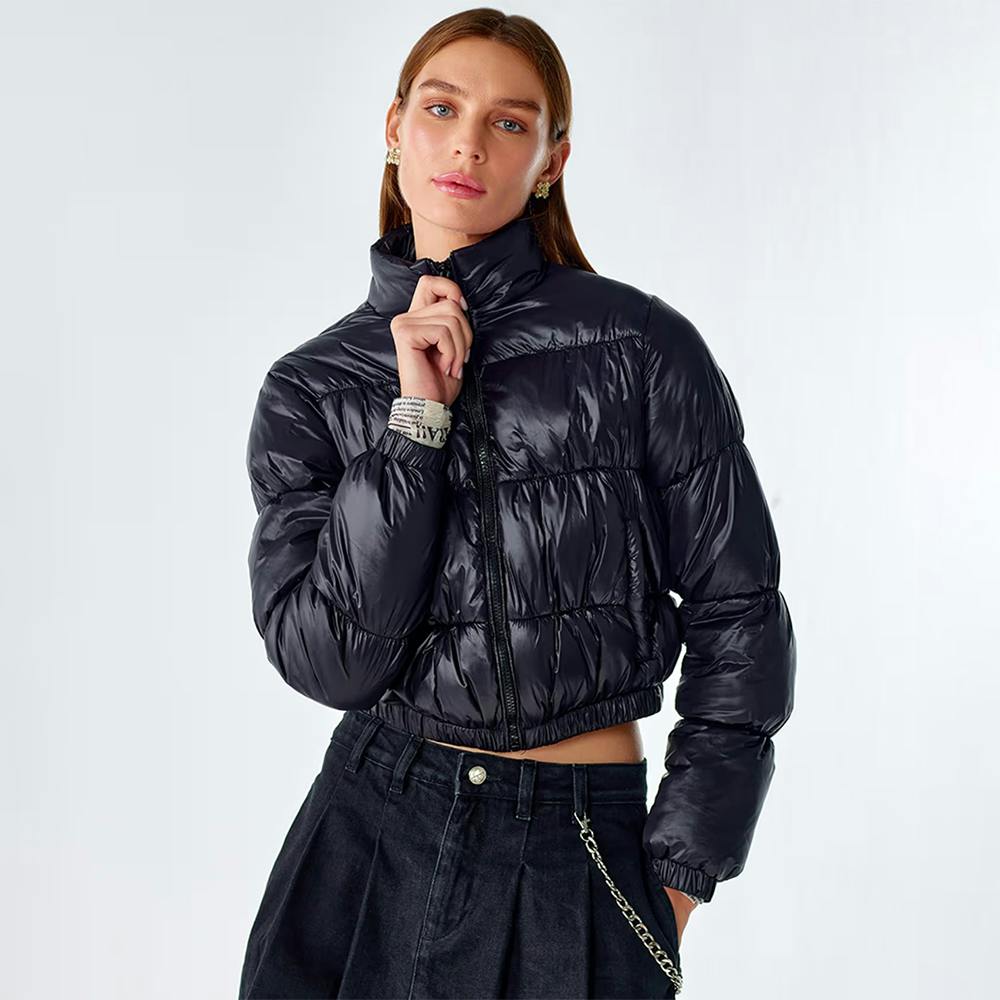 Navy blue Crop Puffer Jacket