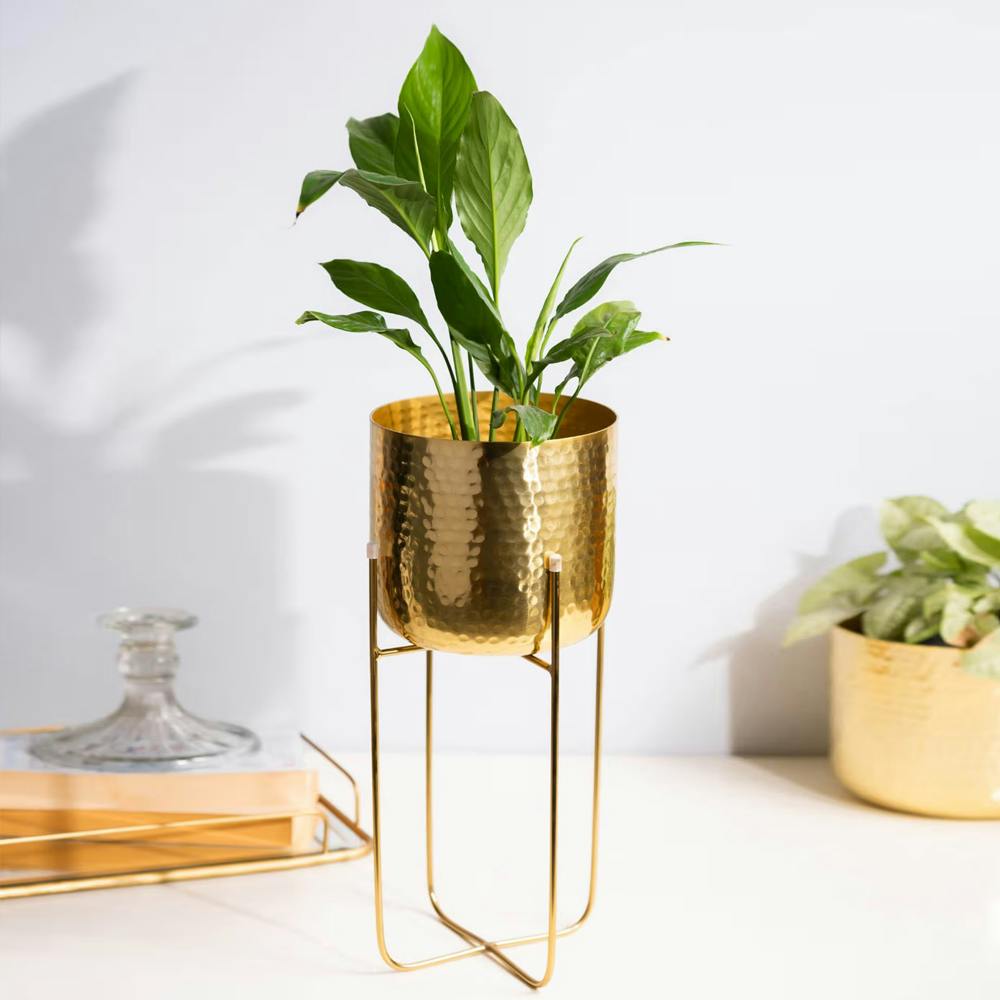 Hammered Planter with Stand