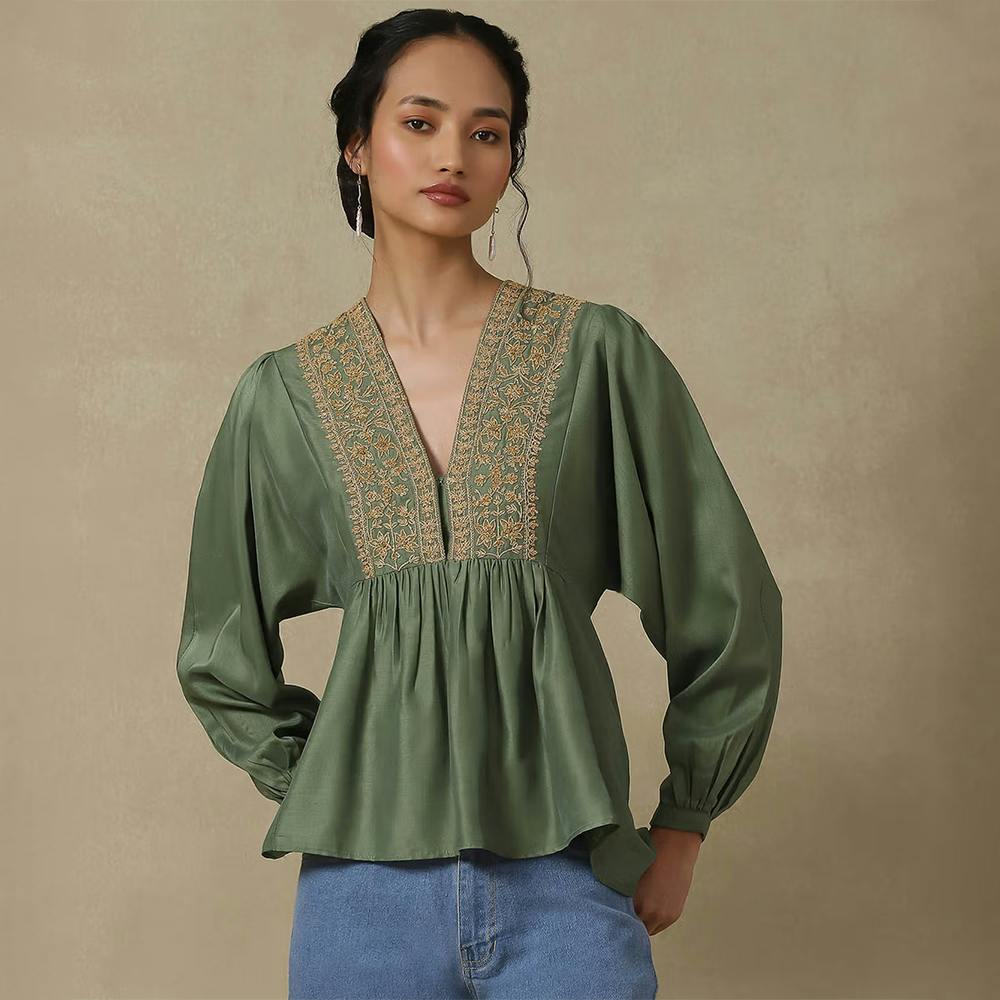 Green Embroidered Kurti