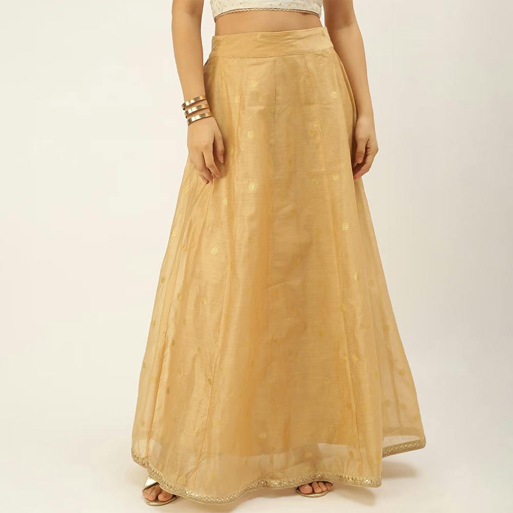 Women’s Printed Polyester Gold Skirt