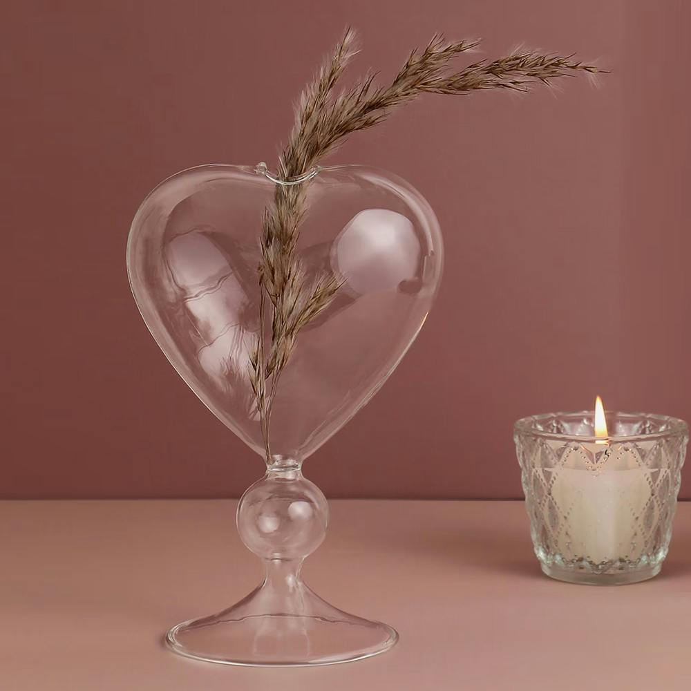 Transparent Solid Heart Shaped Glass Vase