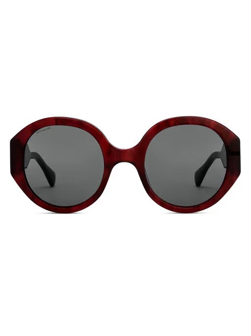 Women UV Protected Grey Lens Burgundy Frame Sunglasses