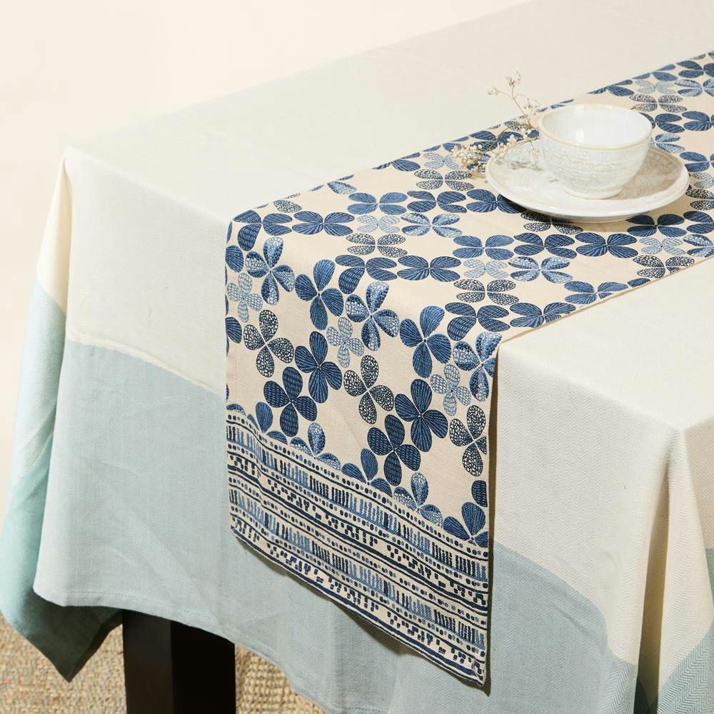 Blue Cotton Neer Printed Runner