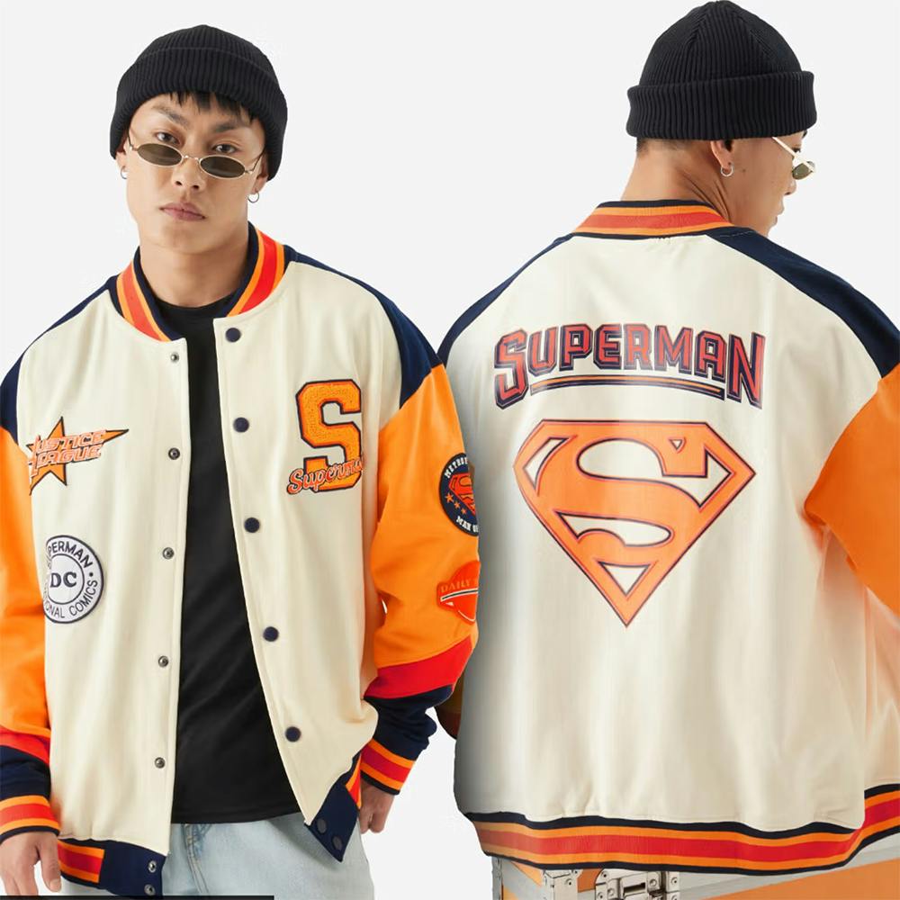 Official Superman Man of Steel Men Varsity Jackets