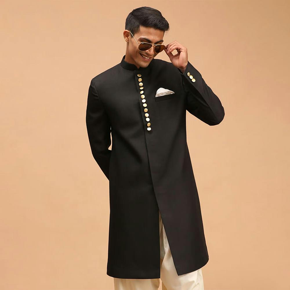 Men's Black Achkan Sherwani