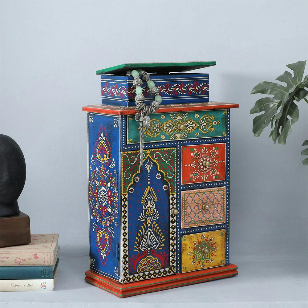 Mango Wood Multicolour Wooden Drawer Chest