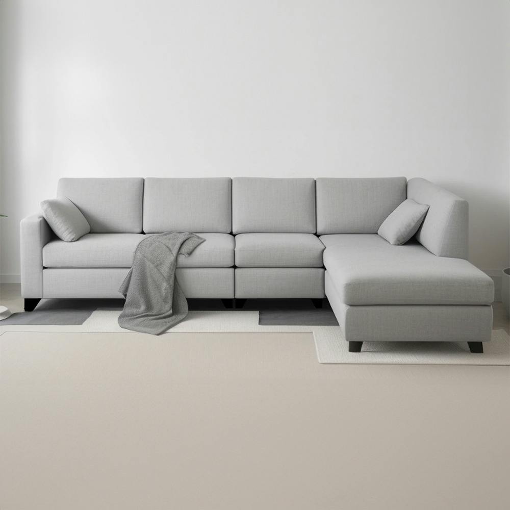 Bingo Velvet LHS 6 Seater Sectional Sofa In Grey Colour