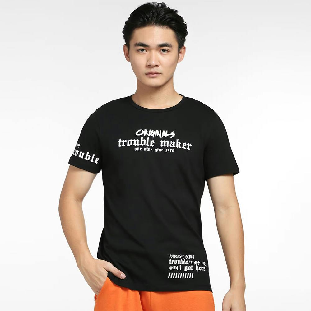 Black Typographic Print Crew Neck T-shirt