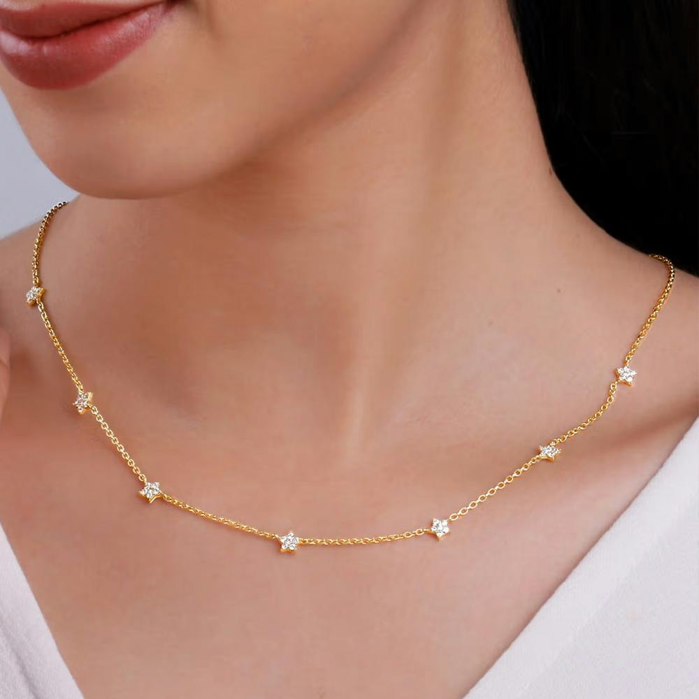 925 Sterling Silver Golden Star Constellation Necklace