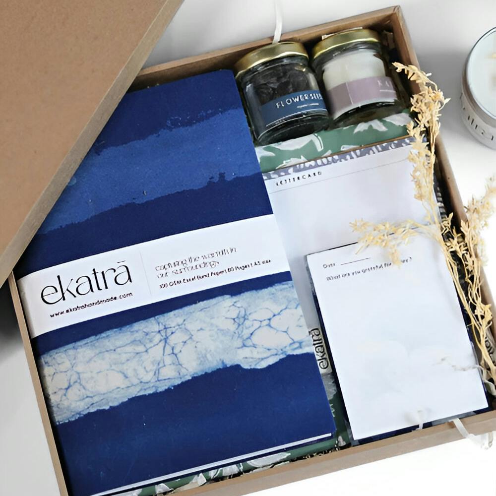 Sustainable Gratitude Hamper By Ekatra - Indigo Stripes