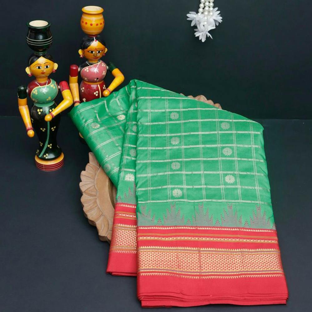 Narayanpet Silk Bottle Green Saree