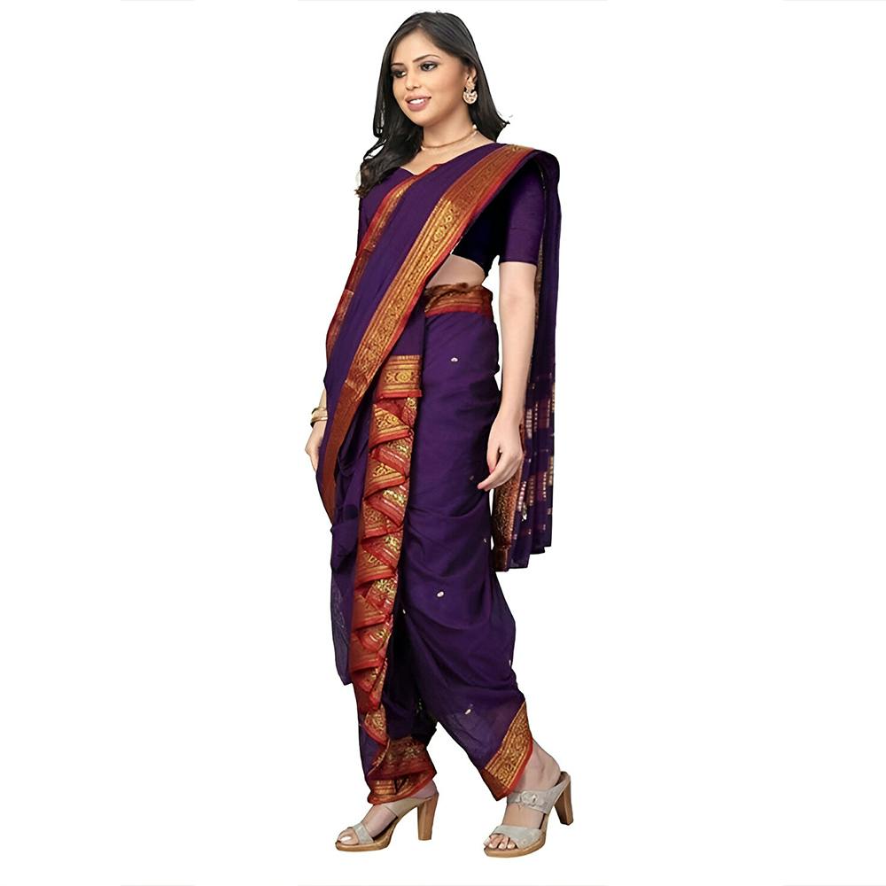 Aradhana Fashions Women's Cotton Woven Nauvari Saree