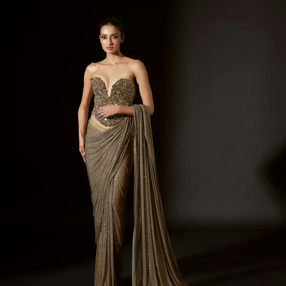 Golden Scarab Saree With Corset