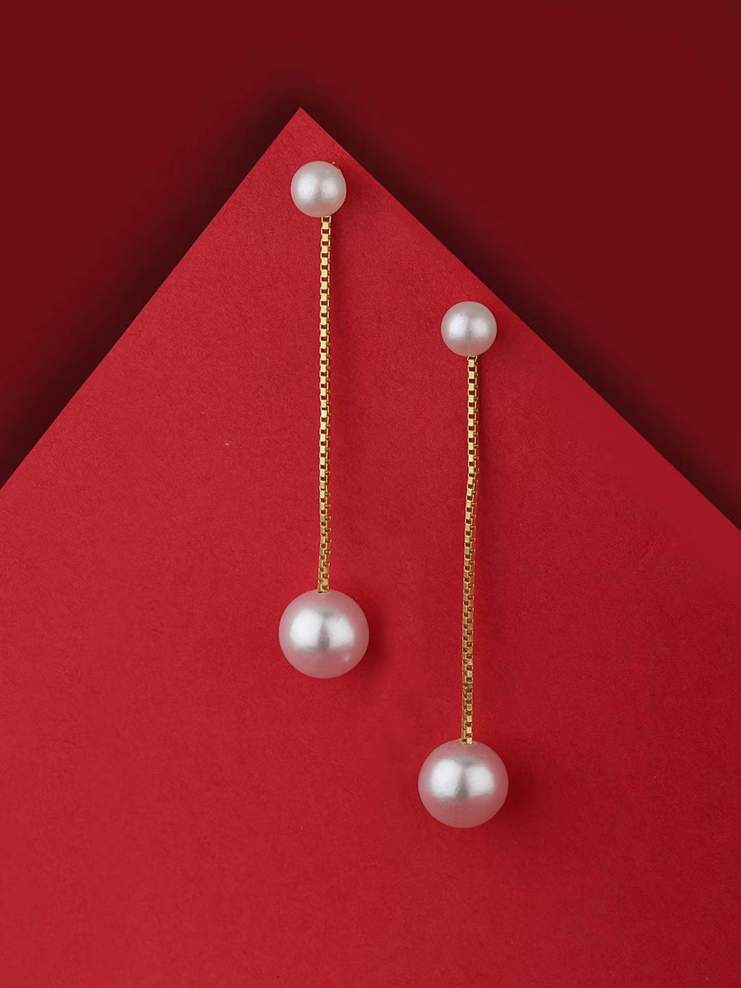 Gold Plated Dangling Pearl Fancy Drop Earring