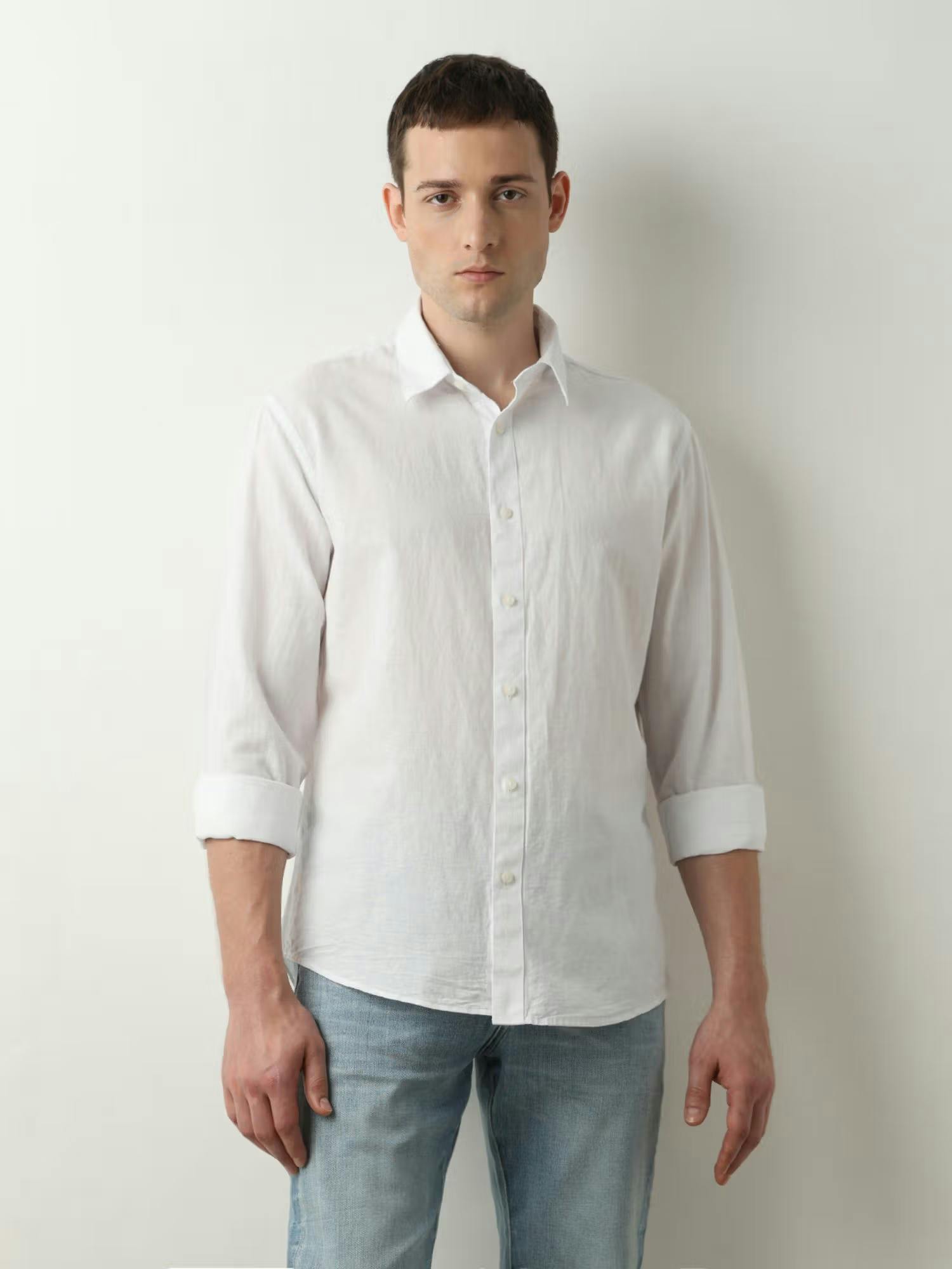 Selected Homme White Linen Full Sleeves Shirt