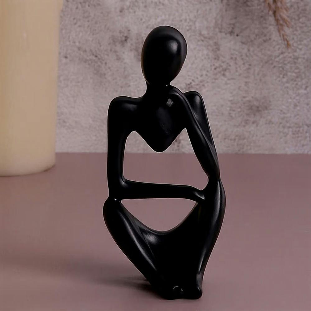 Black Feminine Figurine Sitting Ceramic Sculpture