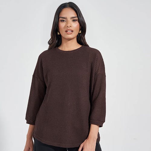 Styli Women Brown Oversized Longline T-Shirt