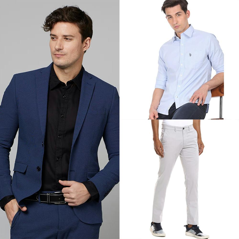 Matching with blue blazer best sale