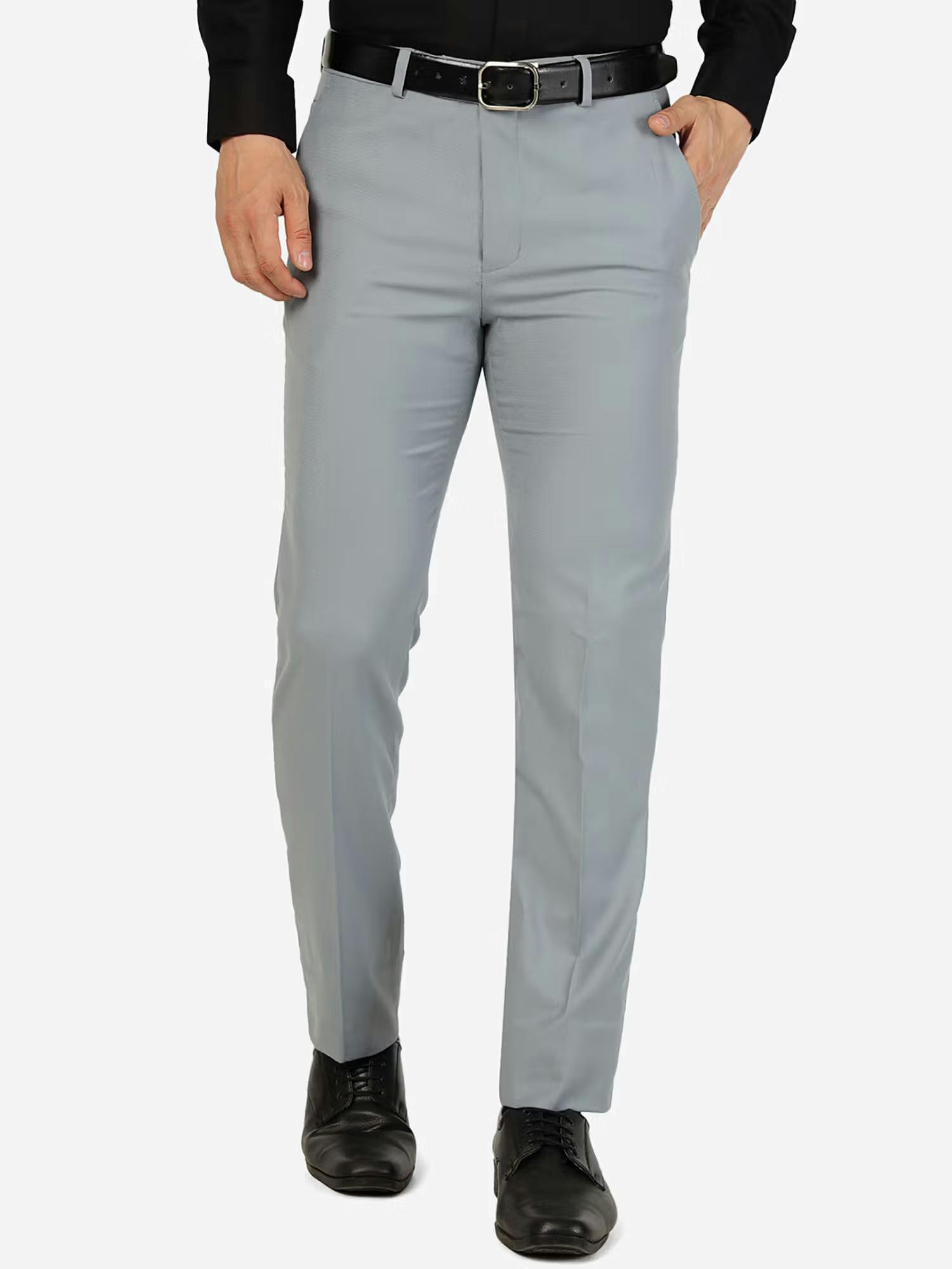 Greenfibre Mens Steel Light Grey Super Slim Formal Trouser