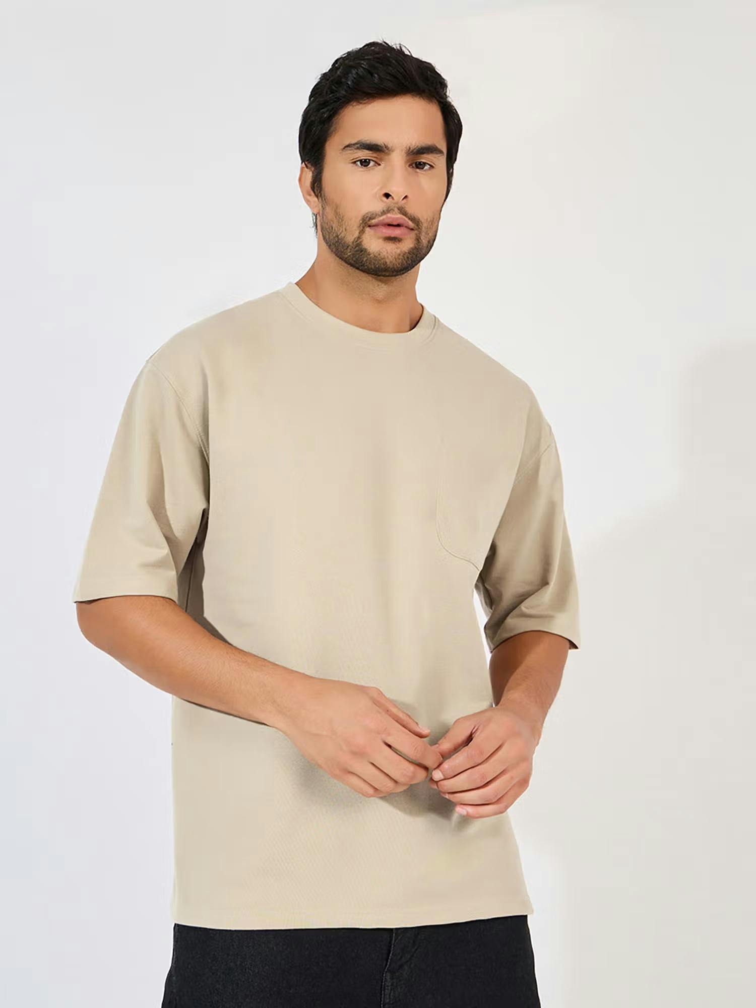 Styli Men Eco-Earth Terry Oversized T-Shirt With Patch Pocket