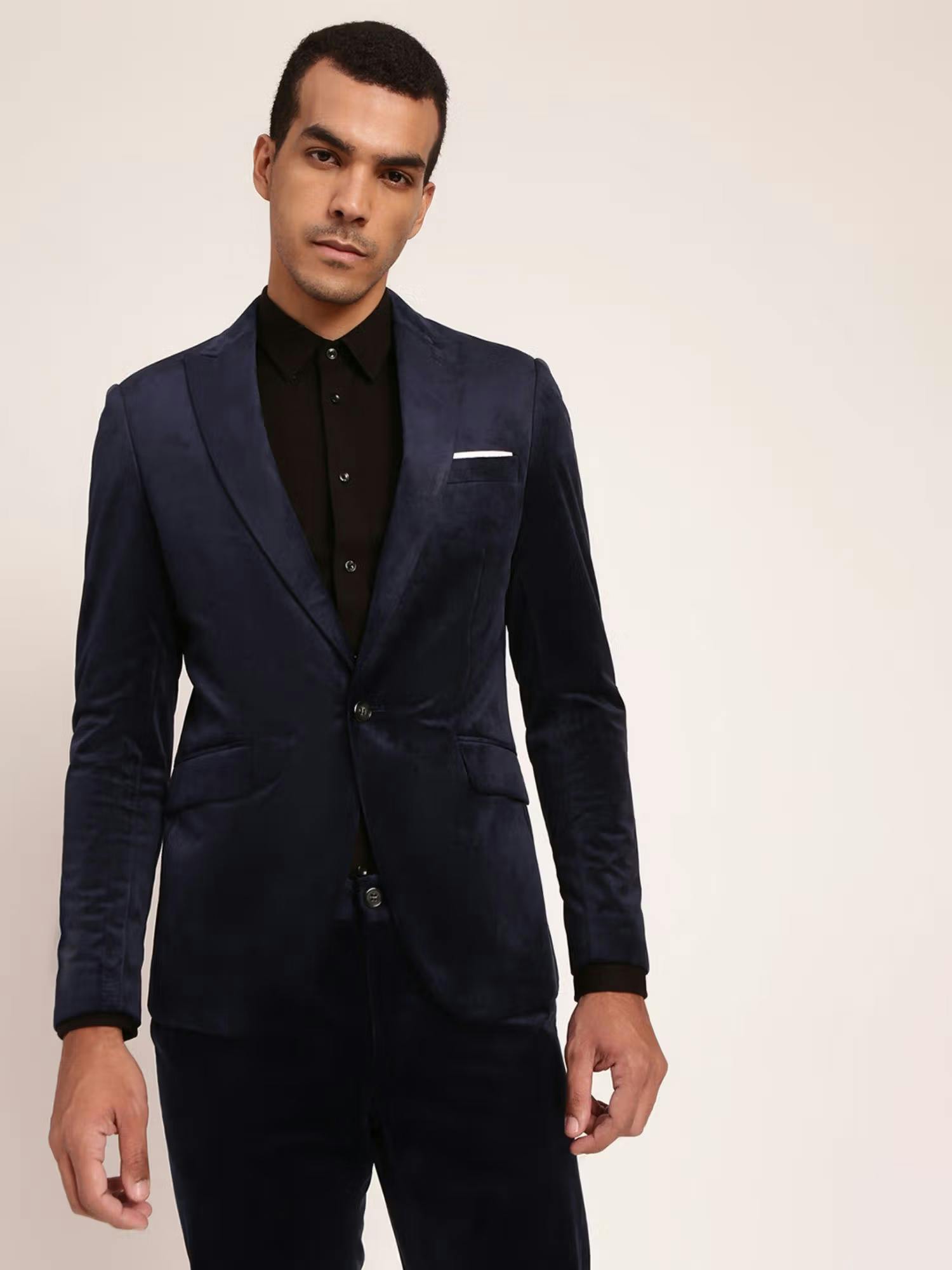 Lindbergh Men Blue Solid Blazer