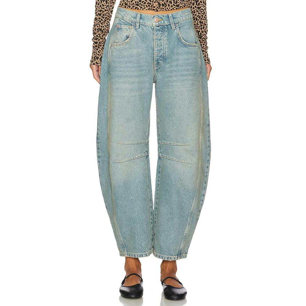 Mid Rise Barrel Jeans