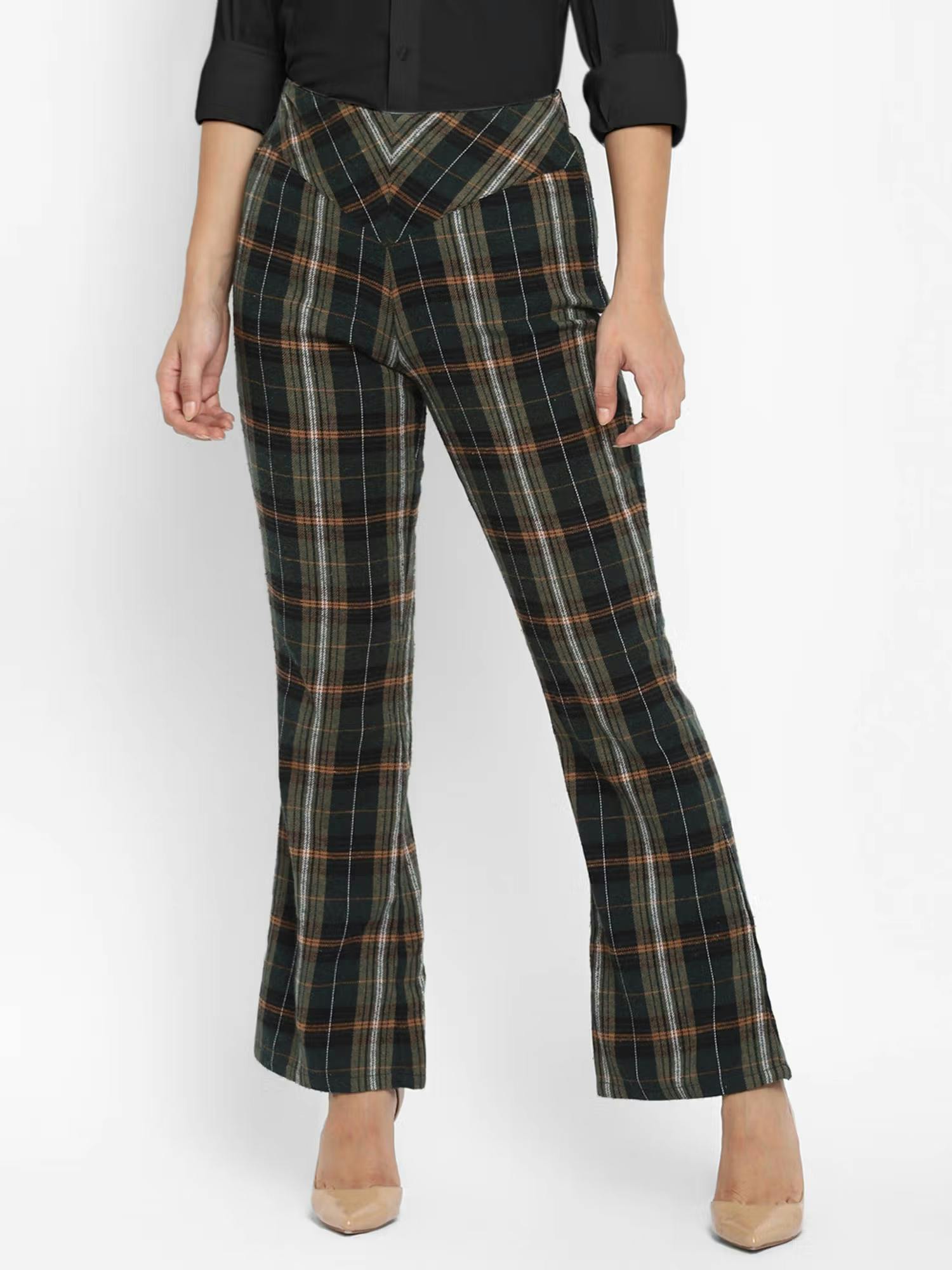 Taurus Green Plaid Checks Yarn Dyed Cotton Pants