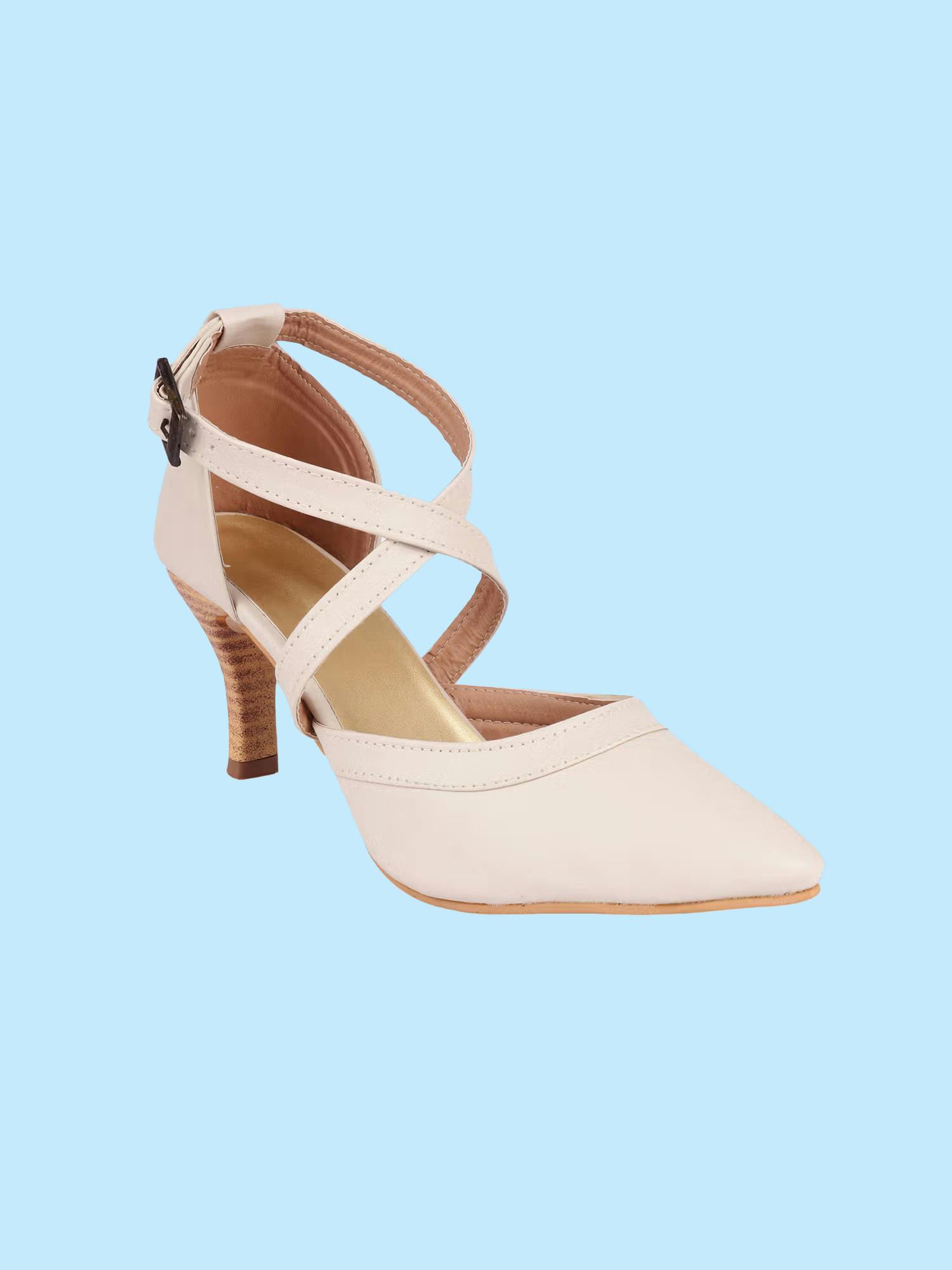 Shoetopia Women Cream-Coloured Solid Pumps