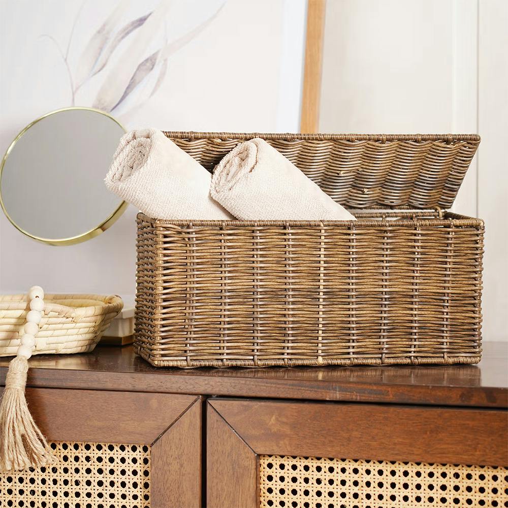 Pure Home + Living Natural Rectangular Heather Basket