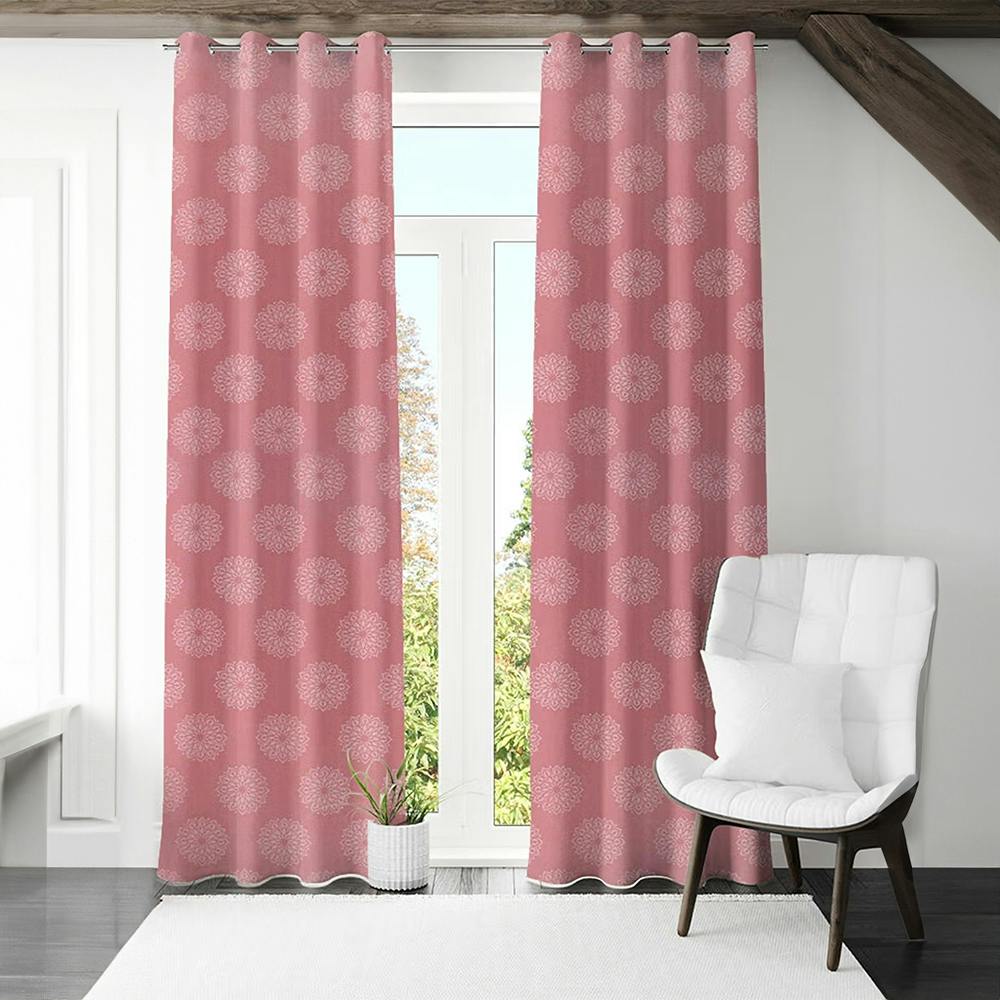 At Home by Nilkamal Veera Jacquard Floral Onion Polyester Door Curtains (Set of 2)