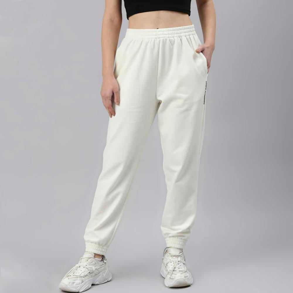 Women Off White Regular Fit Stylish Jogger