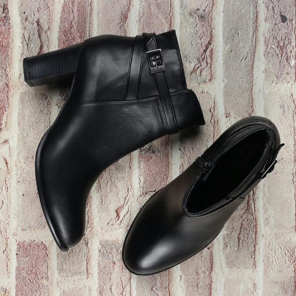 Solid Black Block Boots