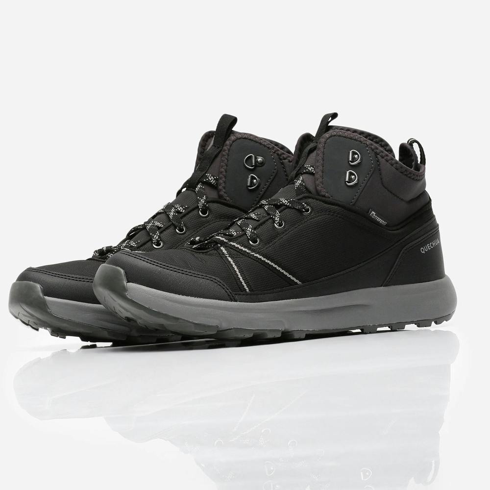 Men Water Resistant Mid Ankle Hiking Shoes Black - NH150