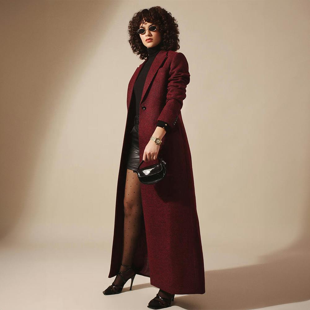 Wine Darcy Long Overcoat