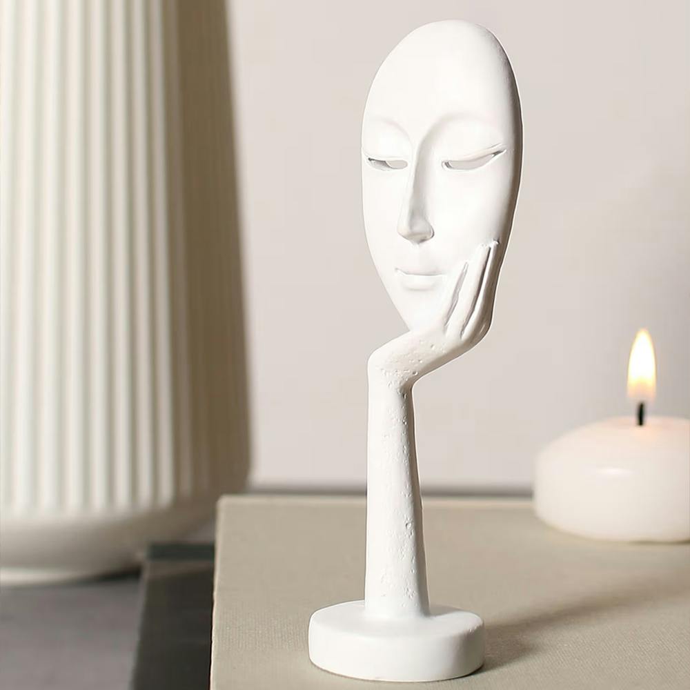 White Face Shaped Ceramic Figurine