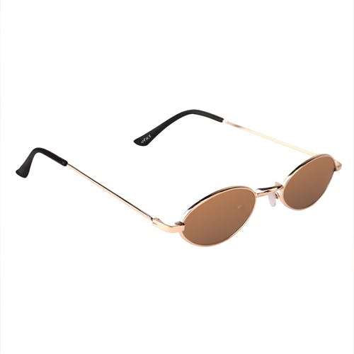 Spiky Stylish Gold Frame Brown Lense Oval Sunglasses