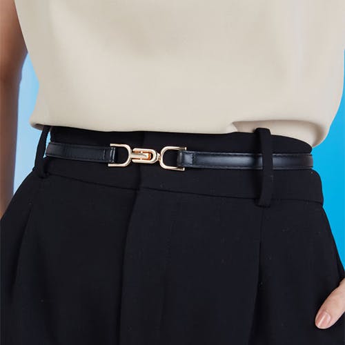 Pipa Bella by Nykaa Fashion Contemporary Black and Gold Solid Belt