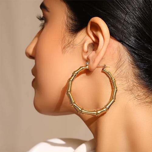 PRITA Elegant Gold Plated Metallic Hoops Earrings