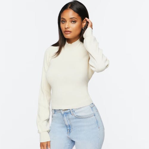 Forever 21 Cream Textured Sweaters