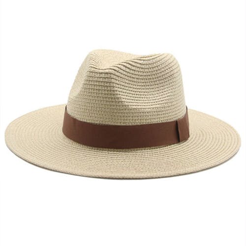 The Tie Hub Cream Wide Brim Panama Straw Unisex Hats